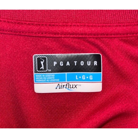 PGA Tour Men's Large Golf Polo Shirt Red Airflux Short Sleeve Golfer Stretch - Picture 3 of 3